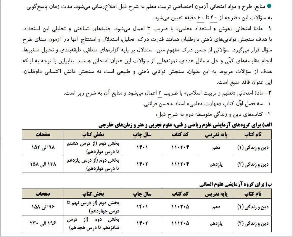 منابع کنکور فرهنگیان 1404